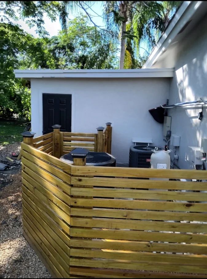 Pool equipment privacy fence