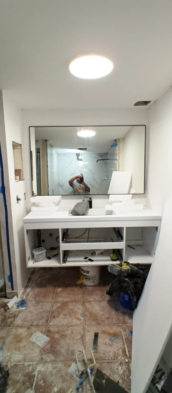 Floating vanity installation
